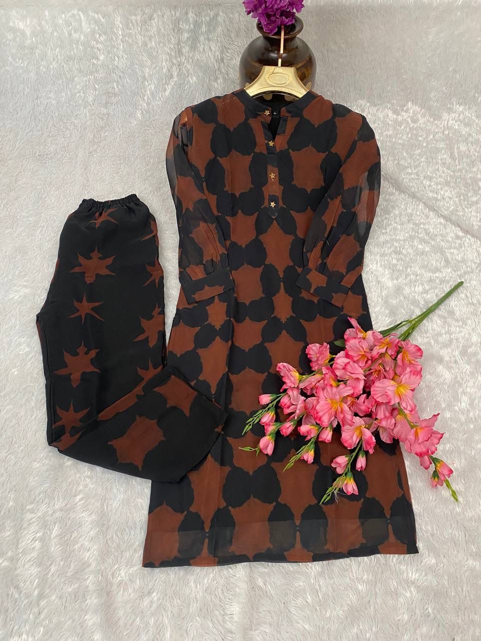 DC G62 Digital Printed Georgette cord Set Kurti With Bottom Wholesale Price In Surat